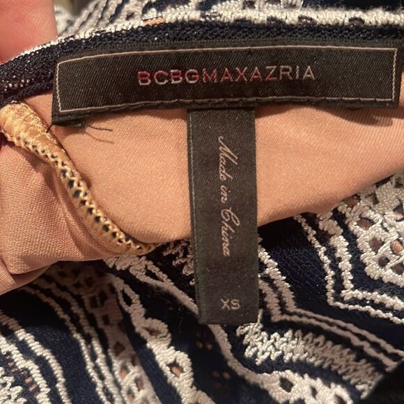 BCBGMAXAZRIA Black White Melysa Bodycon Knit Mini Dress Sz XS - Picture 7 of 10